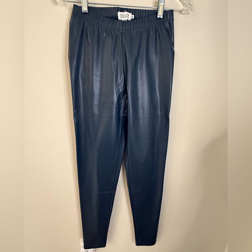 Molly Bracken forest green vegan leather legging pants SZ XS